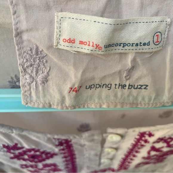 Odd Molly gypsy boho cotton top blouse size 1 / small - Picture 7 of 10